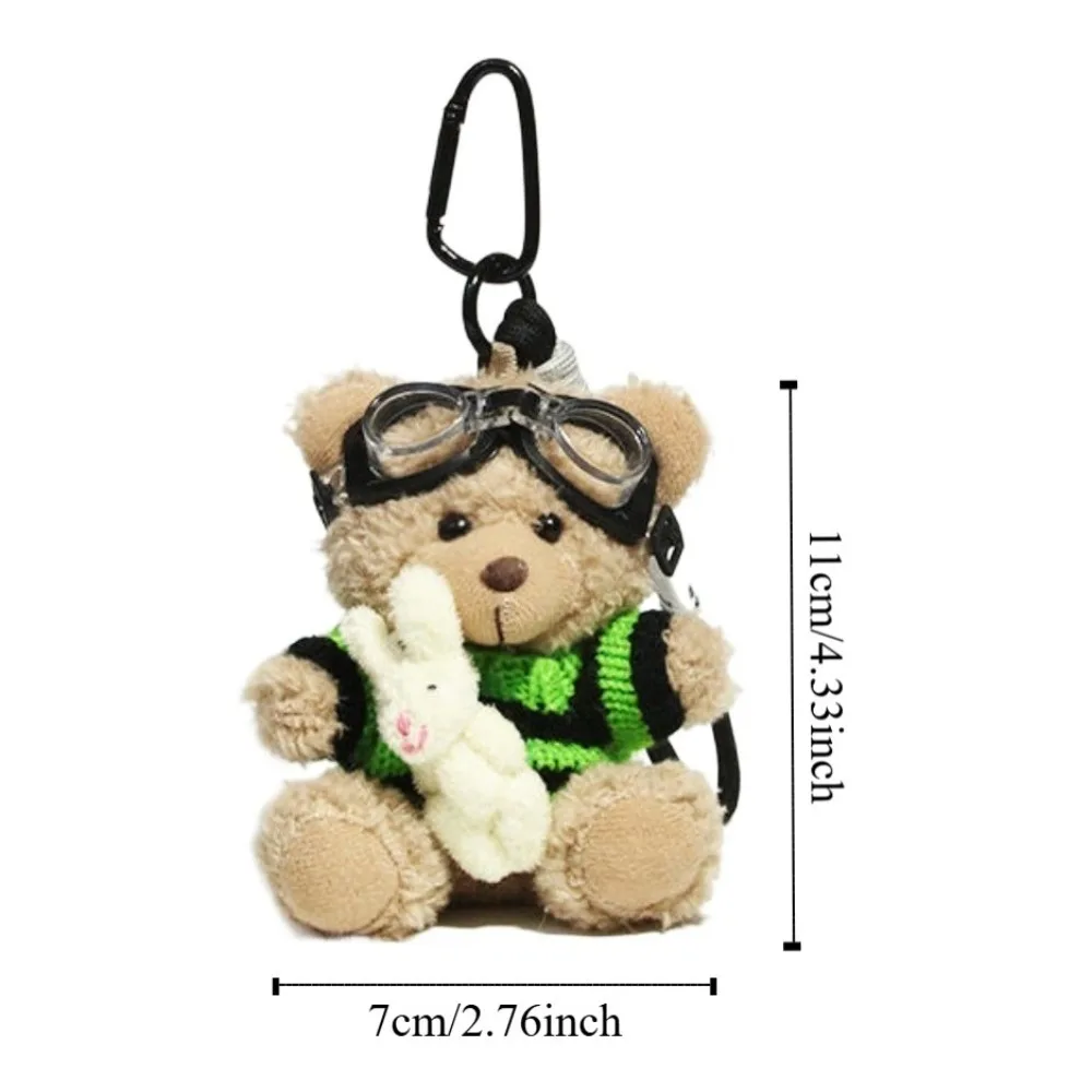 Lovely Key Chain Pilot Bear Keychain Rabbit Decoration Plush Key Ring Toys Gift Jewelry Stuffed Bear Dolls Students