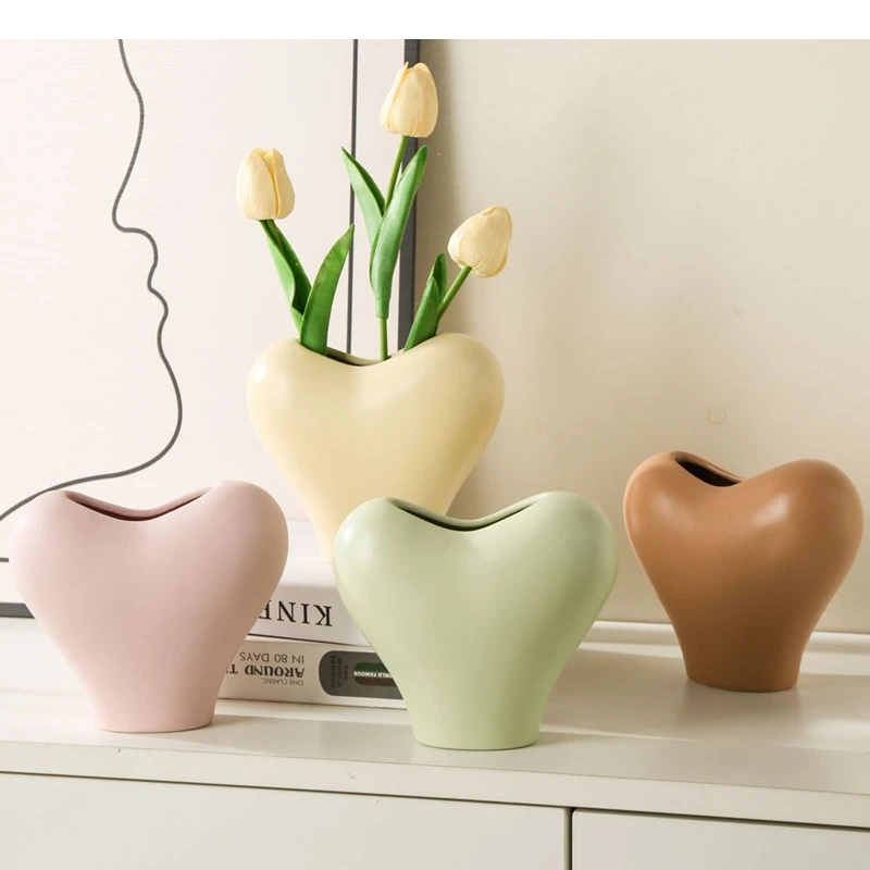 Love Vase Ceramic Flower Arrangement Art Creativity Table Decoration Dried Modern Home Accessories