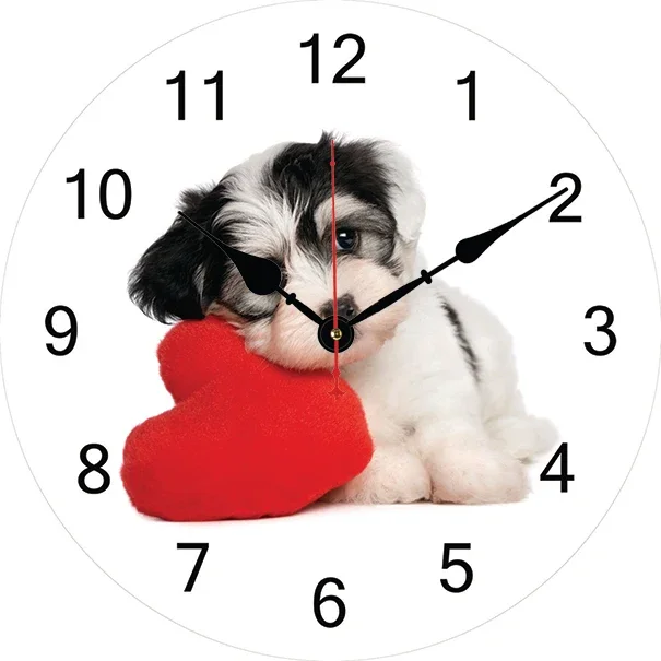 Dogs Love Wall Clock Modern Design Living Room Bedroom Office Decoration Kitchen Clock Art Wall Watch Home Decor