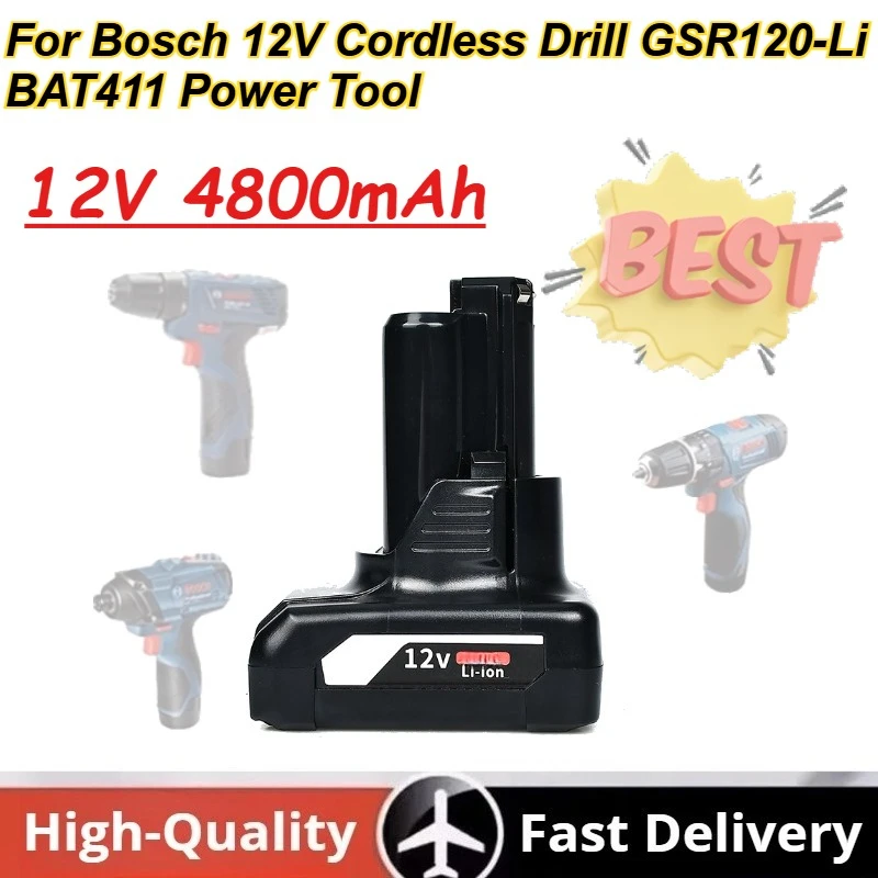 

Литий-ионный аккумулятор 12В 4.8Ач для беспроводной дрели Bosch 12В GSR120-Li BAT411, перезаряжаемые батареи для электроинструментов