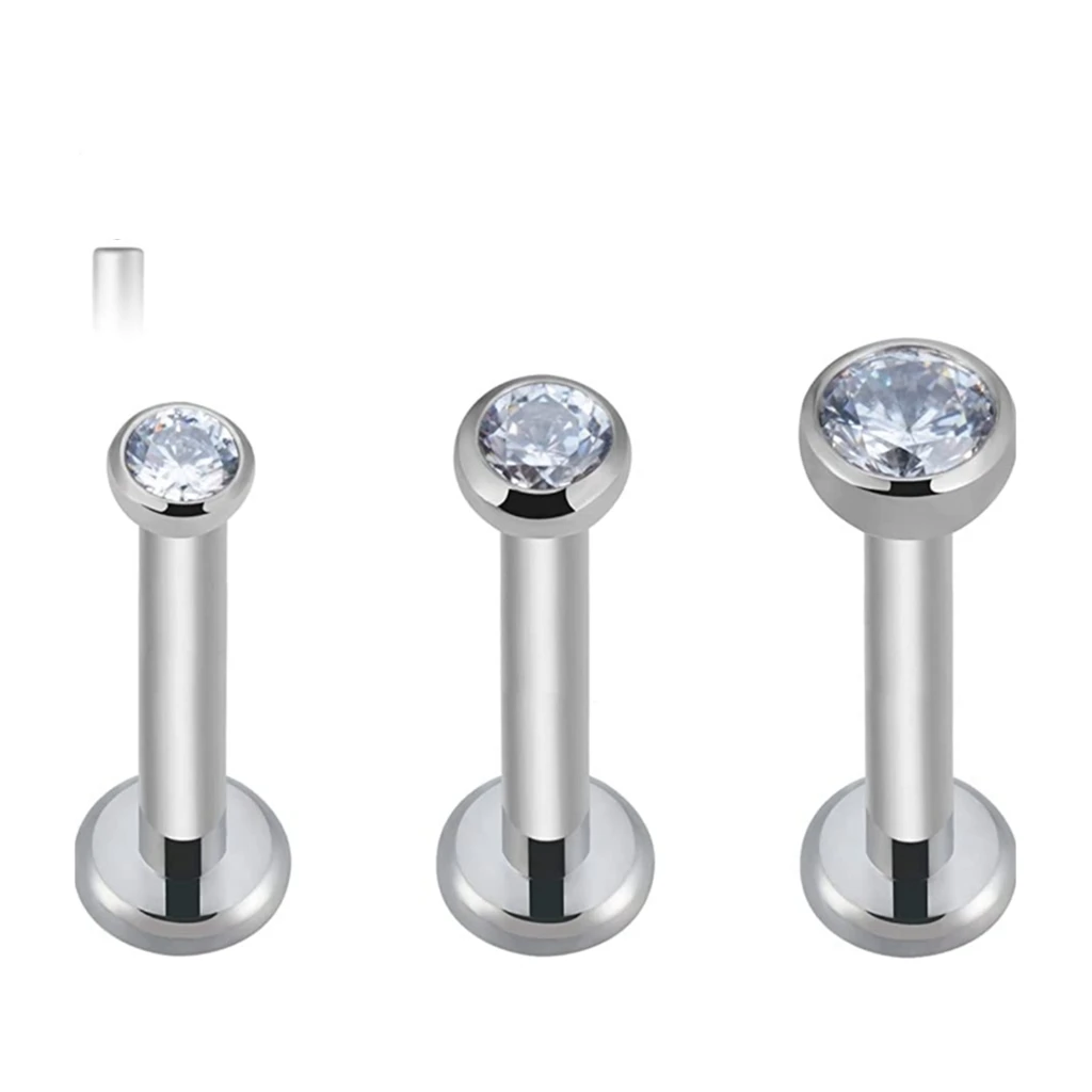 Puncture accessories titanium G23 lip nail internal thread transparent zircon set auger spiral tragus cartilage F136 ear bone sc