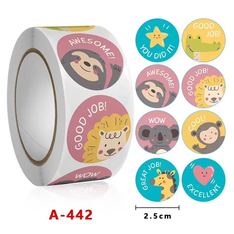 Wholesale NEW Kids' Motivational Stickers Cute Animal Reward Sticker Friendly Campus Office Classification Self-adhesive Labe