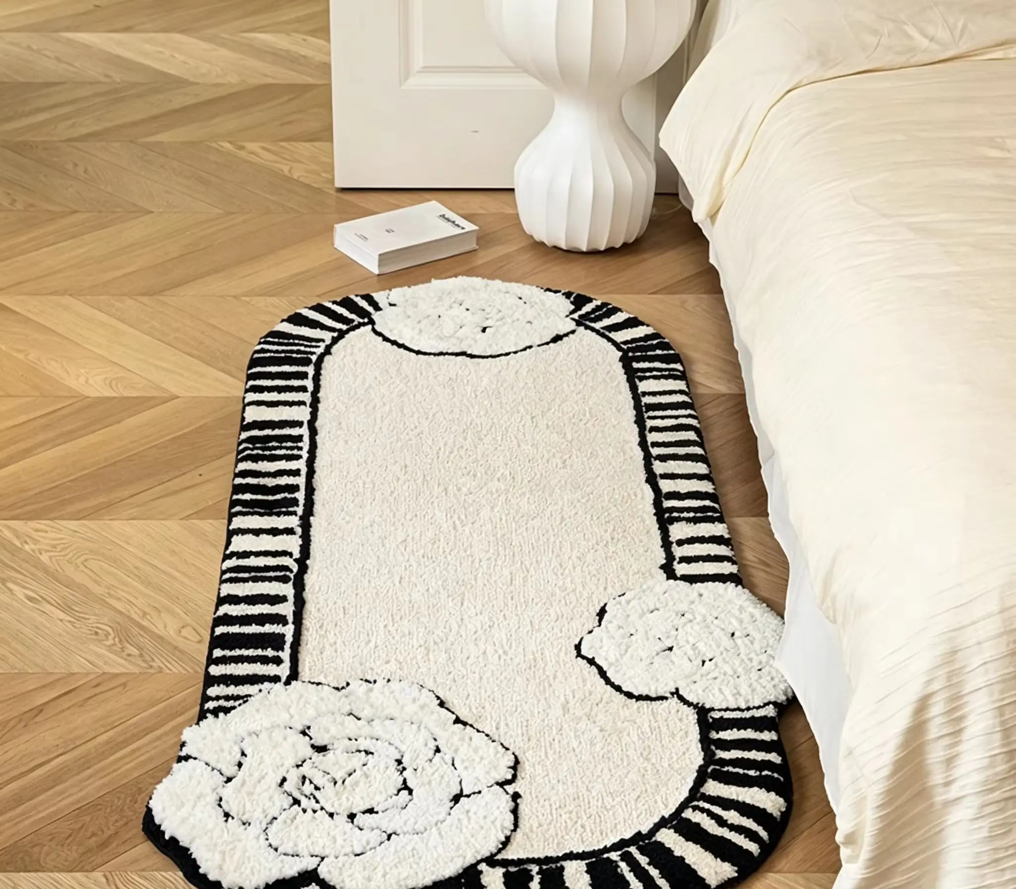 Light luxury faux cashmere floor mat bedroom tufted bed runner living room home bed edge carpet wool window seat blanket