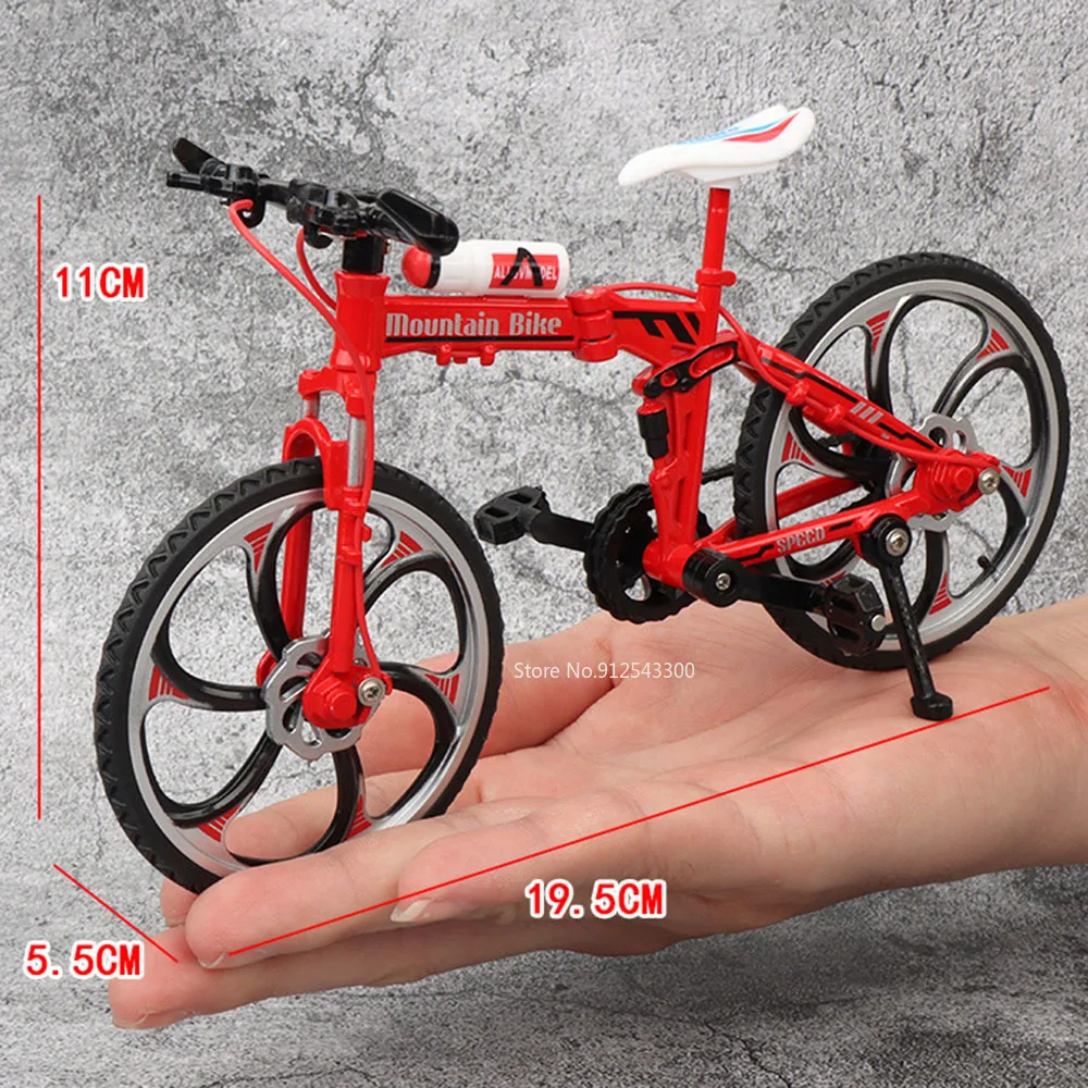 Modelo de bicicleta plegable todoterreno, escala 1:8, amortiguador, juguete de aleación, enlace fundido a presión, dirección, neumático de goma, modelos de coches de carreras, regalos