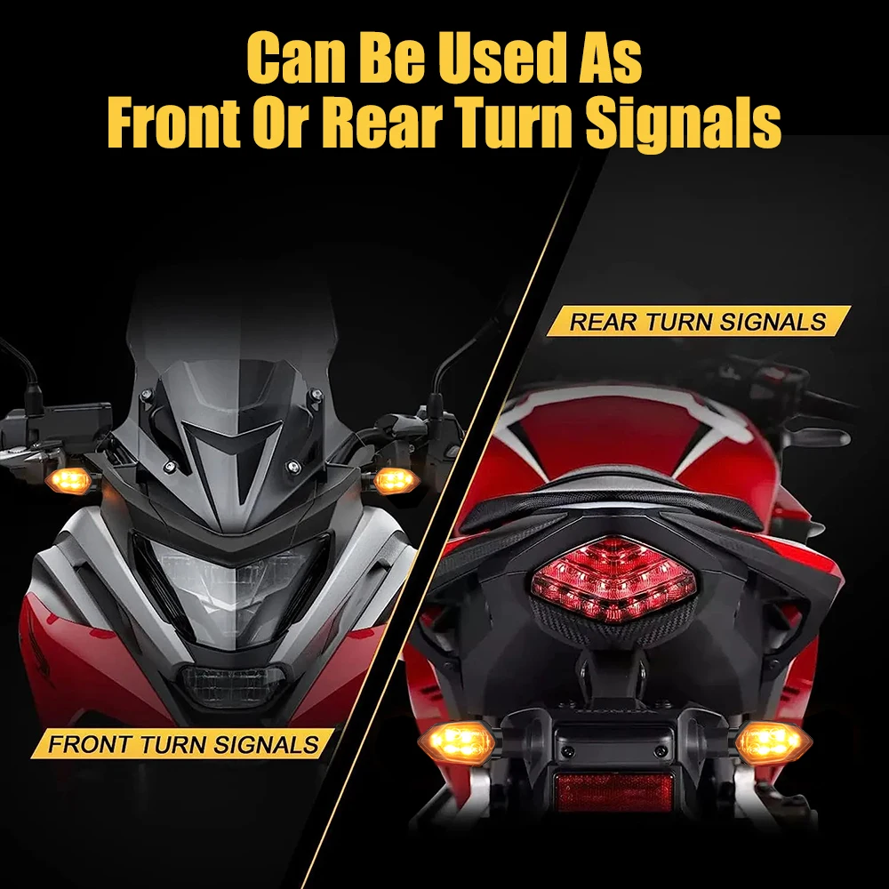 12V LED Motorcycle Turn Signal Lights Front Rear Brake Lamp Taillights Indicator Blinker Universal ATV UTV Motorbike Accessories