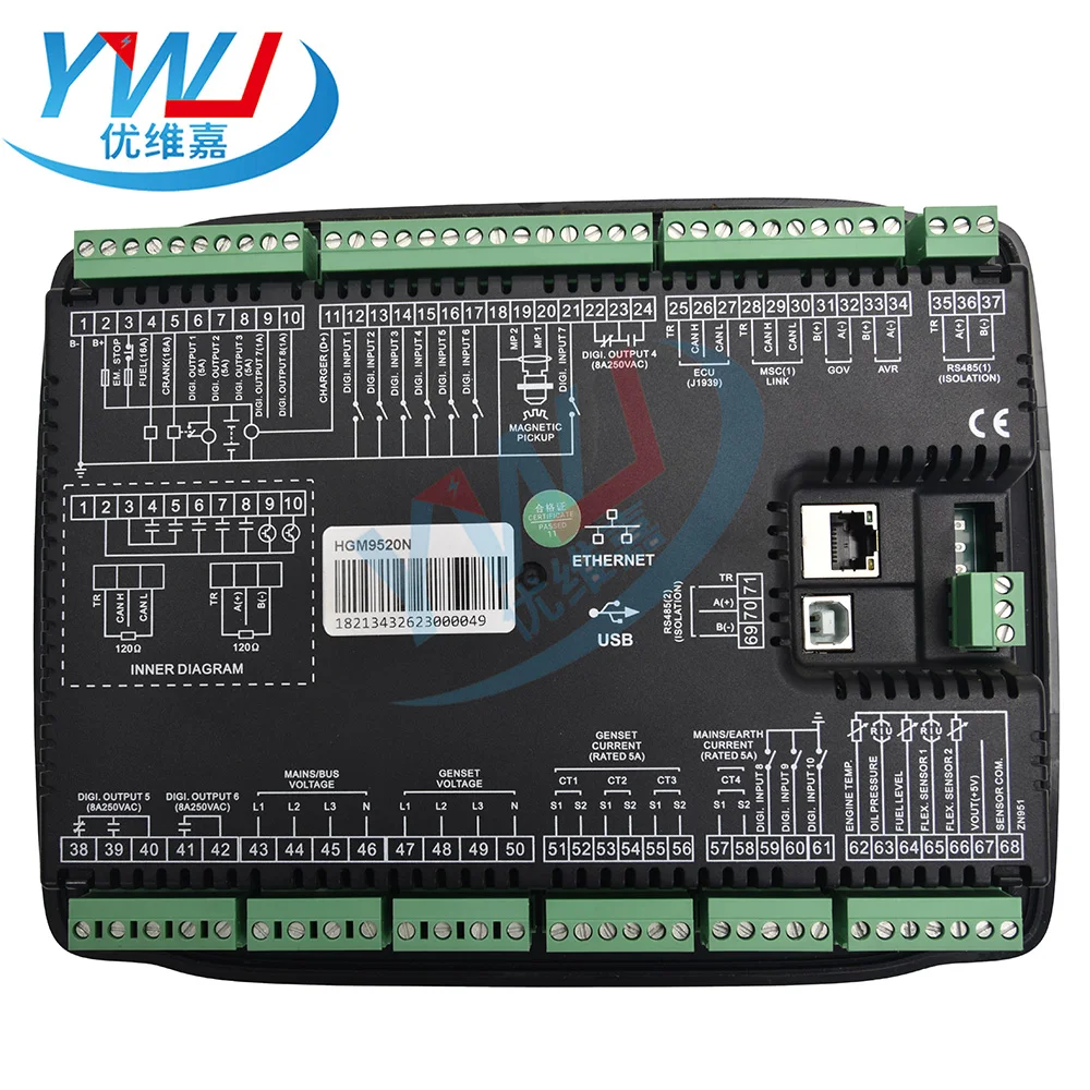 Original SmartGen Genuine HGM9520N GOV AVR RS485 Ethernet Diesel Genset Parallel Controller