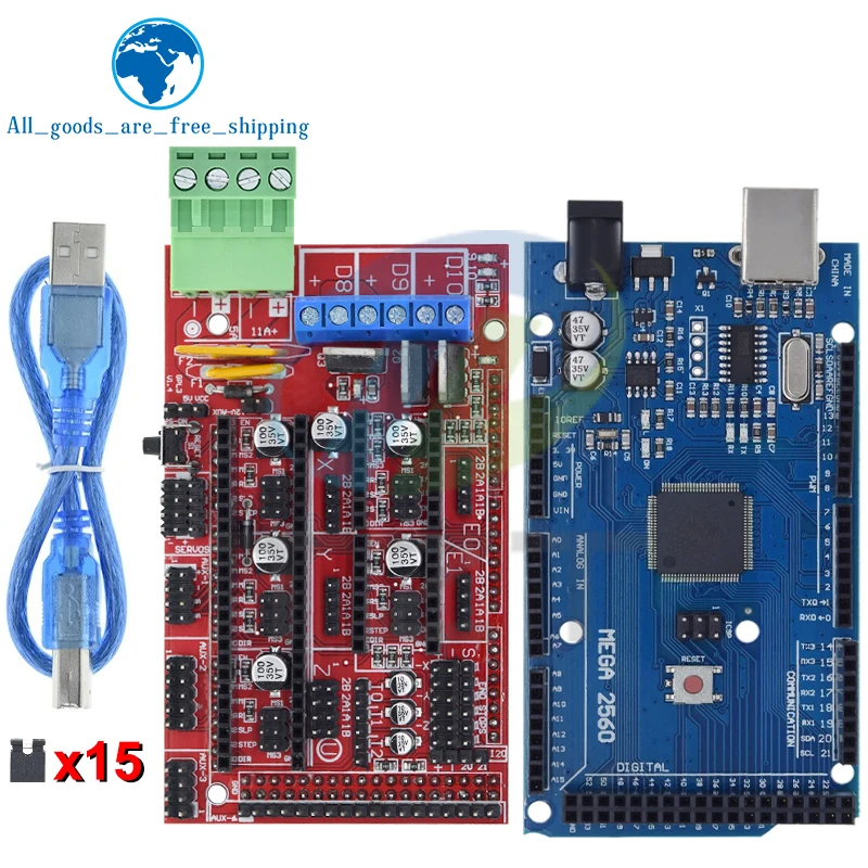 

TZT Mega 2560 R3 Mega2560 REV3 + RAMPS 1.4 Controller for Arduino 3D Printer arduino kit Reprap MendelPrusa