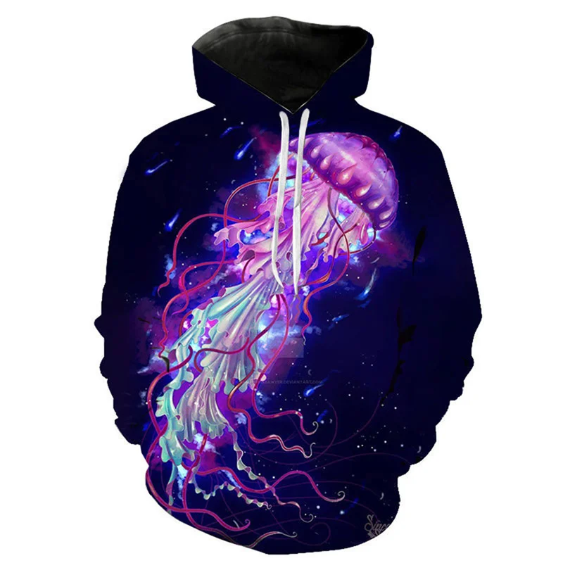 3D Animal Jelly Fish Printed Hoodies Men Women Medusozoa Graphic Hooded Sweatshirts Children Fashion Cool Pullovers Vintage Tops