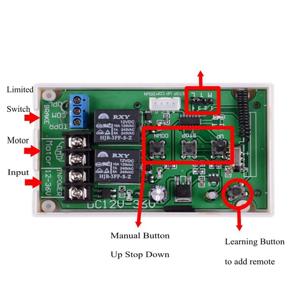 Controlador de Motor actuador lineal eléctrico, interruptor de Control remoto, adelante, marcha atrás, arriba, abajo, parada, CA/CC, 12V, 24V, 36V
