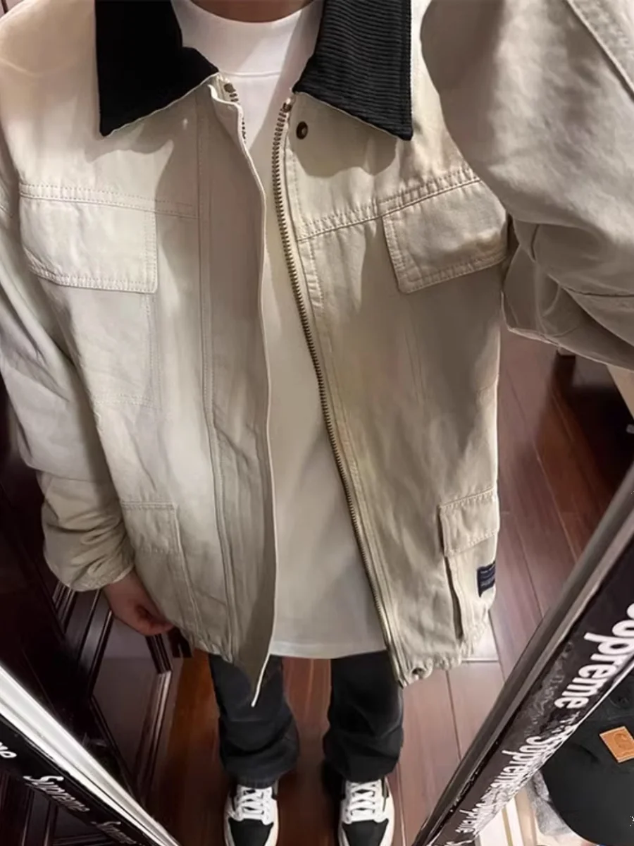 

American Sle Retro Cleanfi Youth Jaet Мужская рабочая одежда ort Vintage Detroit Jaet Faionable Stand Fit Regular Length