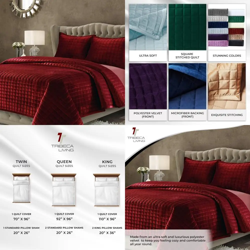 

Queen Size Burgundy Floral Solid Pattern Quilt Bedding Set with Long-Lasting Comfort