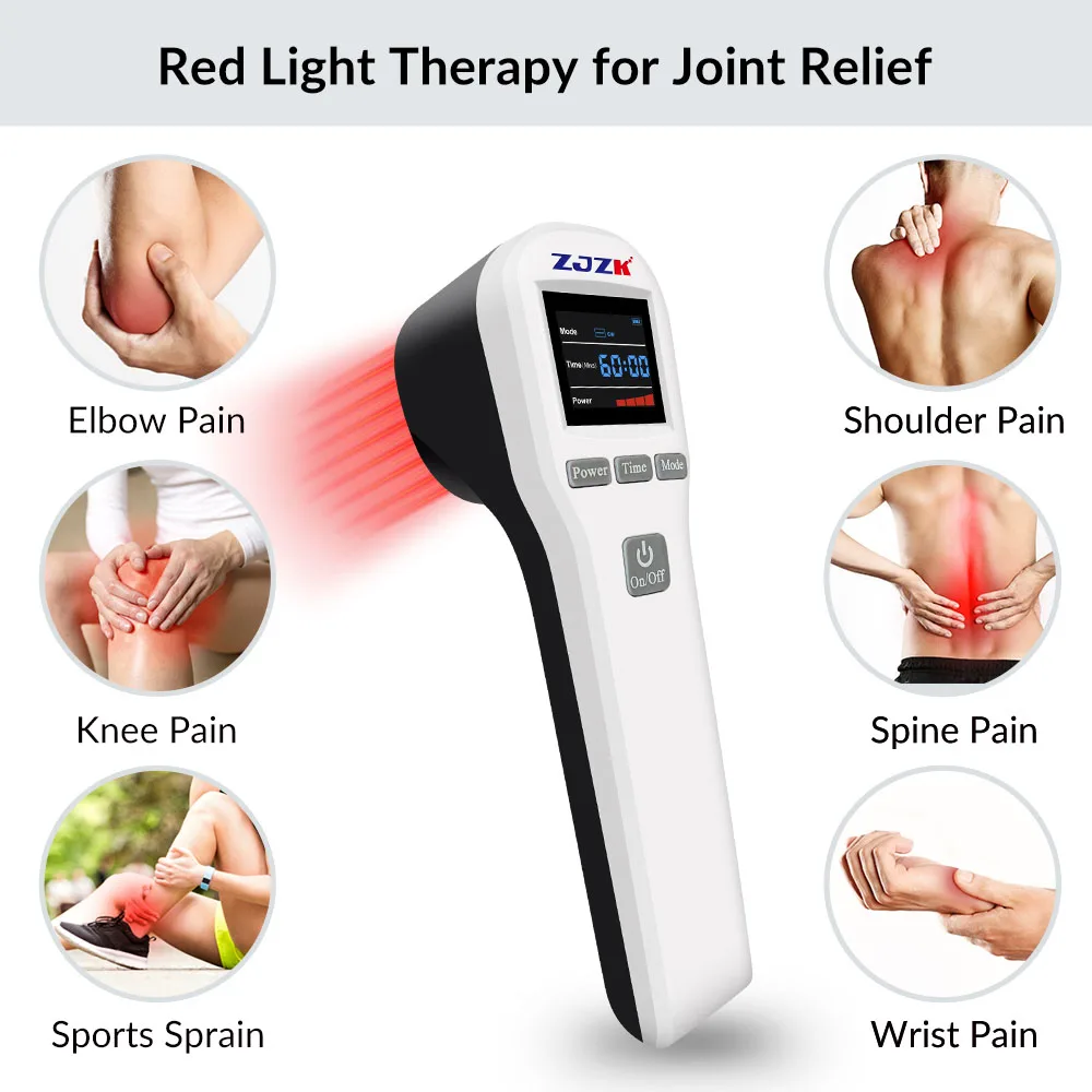 ZJZK Cold Laser Spine Therapy Device 830 nm 650nmX16Diodes+808nmX4Diodes Mls Laser Therapy For Knees Muscle Aches Sprain