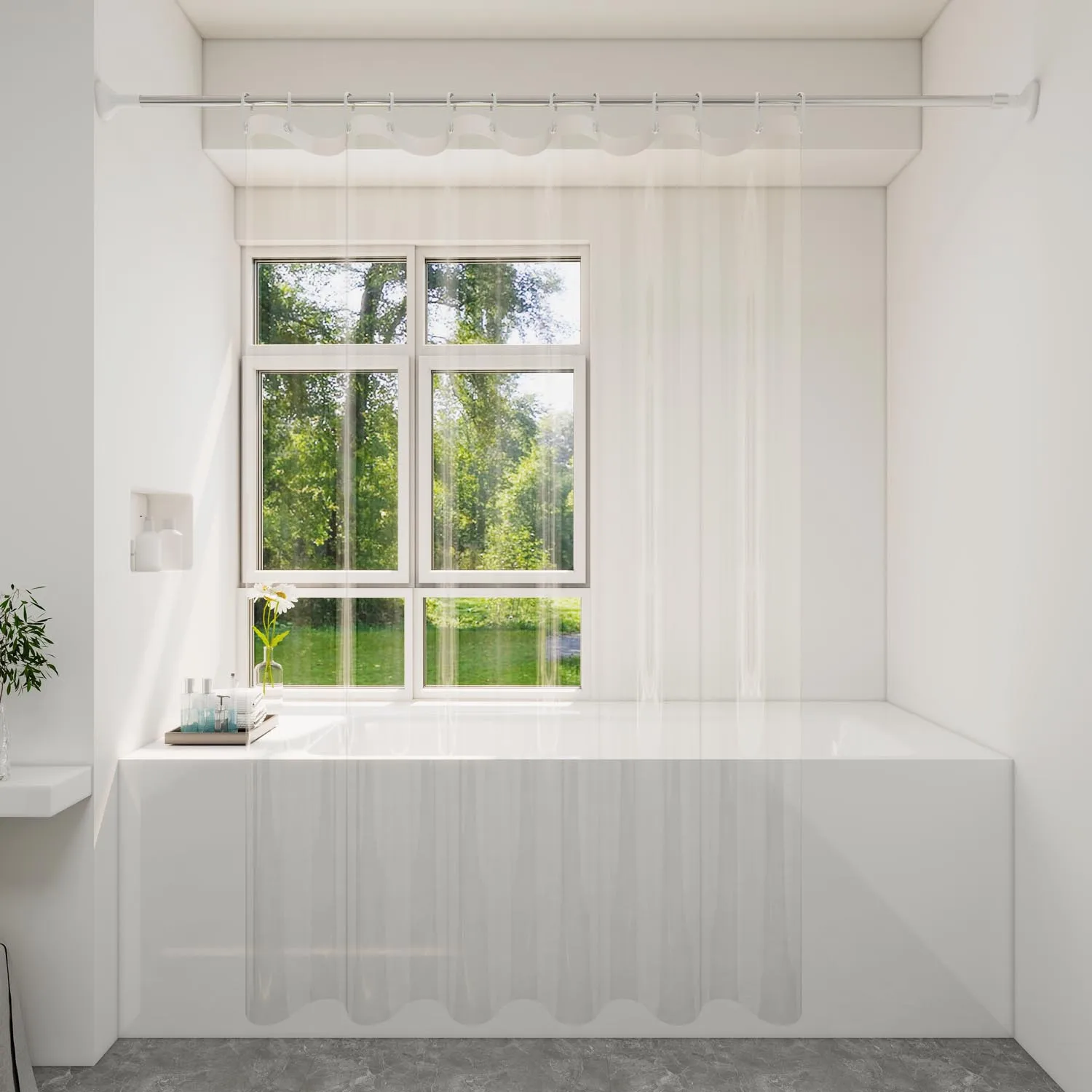 1pc Transparent Shower Curtain - Waterproof PEVA Bathroom Decor