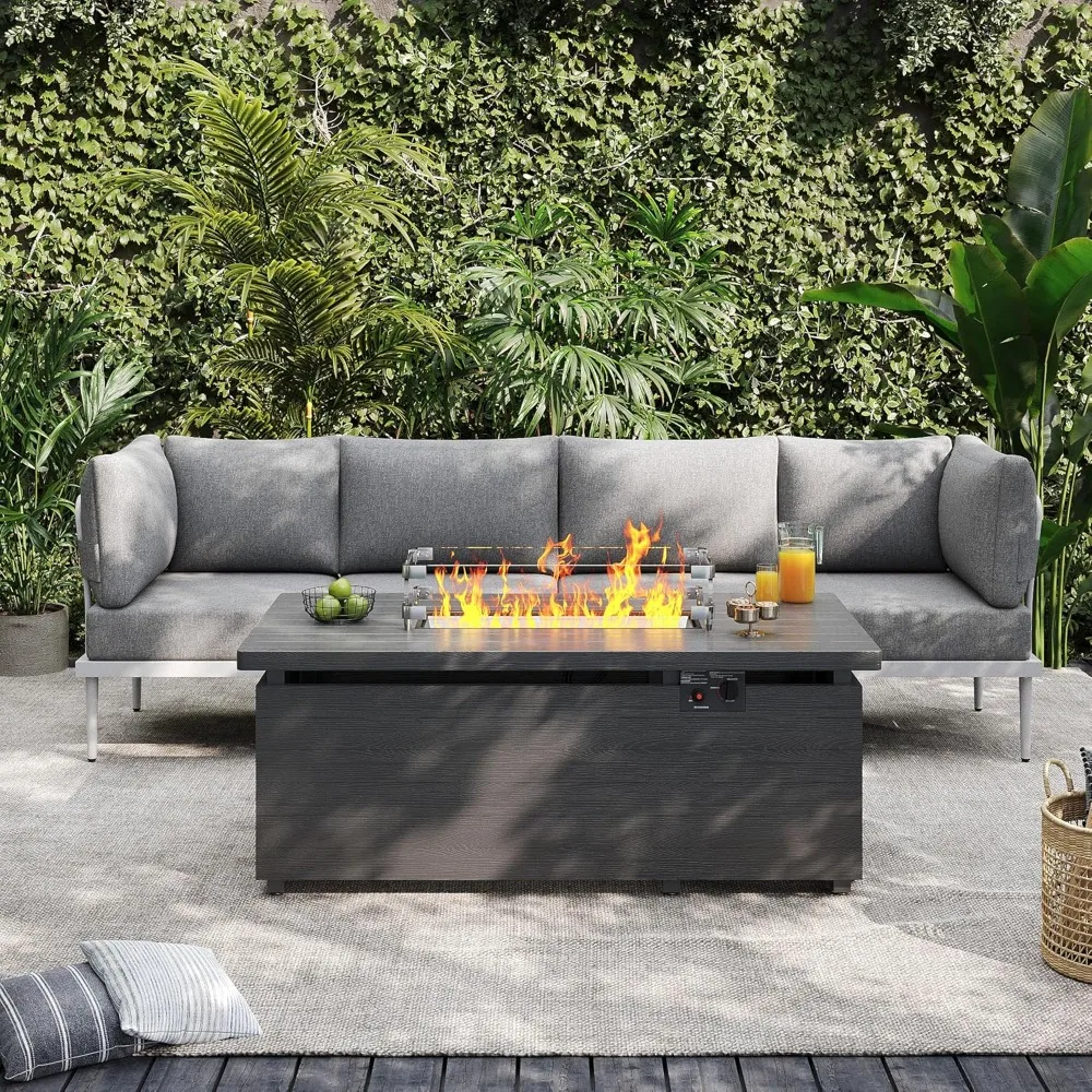 

7 Pieces Metal Patio Furniture Set, Outdoor Sectional Sofa w/6 Inch Olefin Cushion, Modern Outdoor Conversation Sets