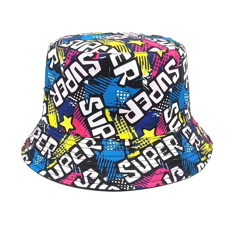 

Four Seasons Cotton Letter Print Bucket Hat Fisherman Hat Outdoor Travel Sun Cap for Men and Women 225