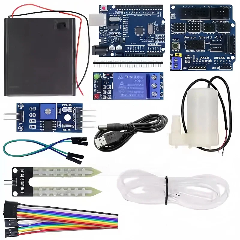 DIY set of automatic irrigation module, soil moisture detection, automatic water pump for watering and water extraction