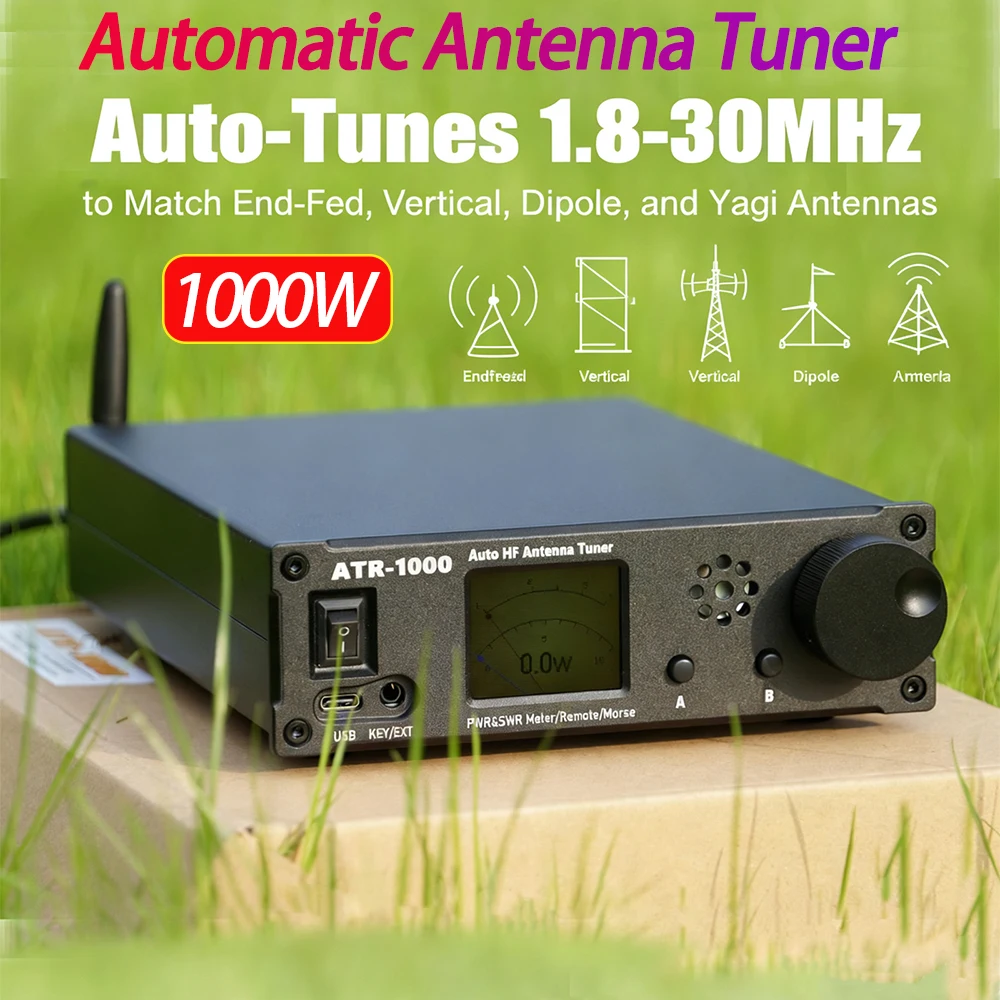 ATR1000 1000W 1.8-30MHz 자동 안테나 튜너 HF 단파 라디오 튜너 안테나 자동 튜너 WIFI 리모컨 지원