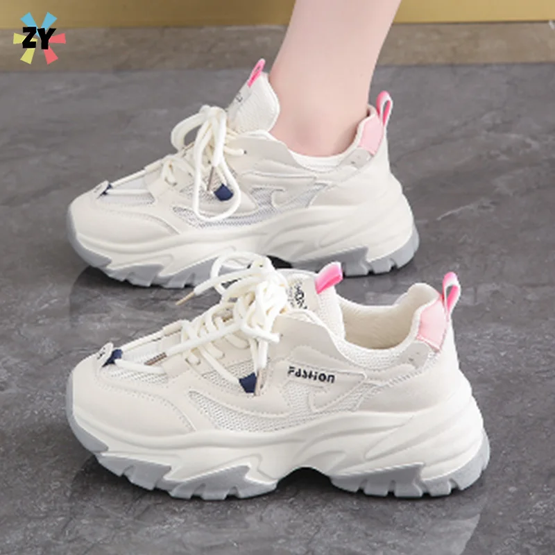 Ladies Breathable Mesh Platform Casual Shoes Women  Fashion Sport Shoes for Woman Slippers Increasing Chunky Sneakers ventilate