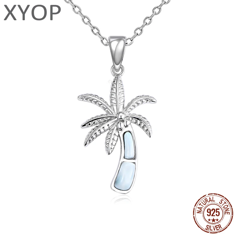

XYOP 2025 Ларимар кокосовая пальма кулон ожерелье 925 серебро модные украшения нежные и образовательные