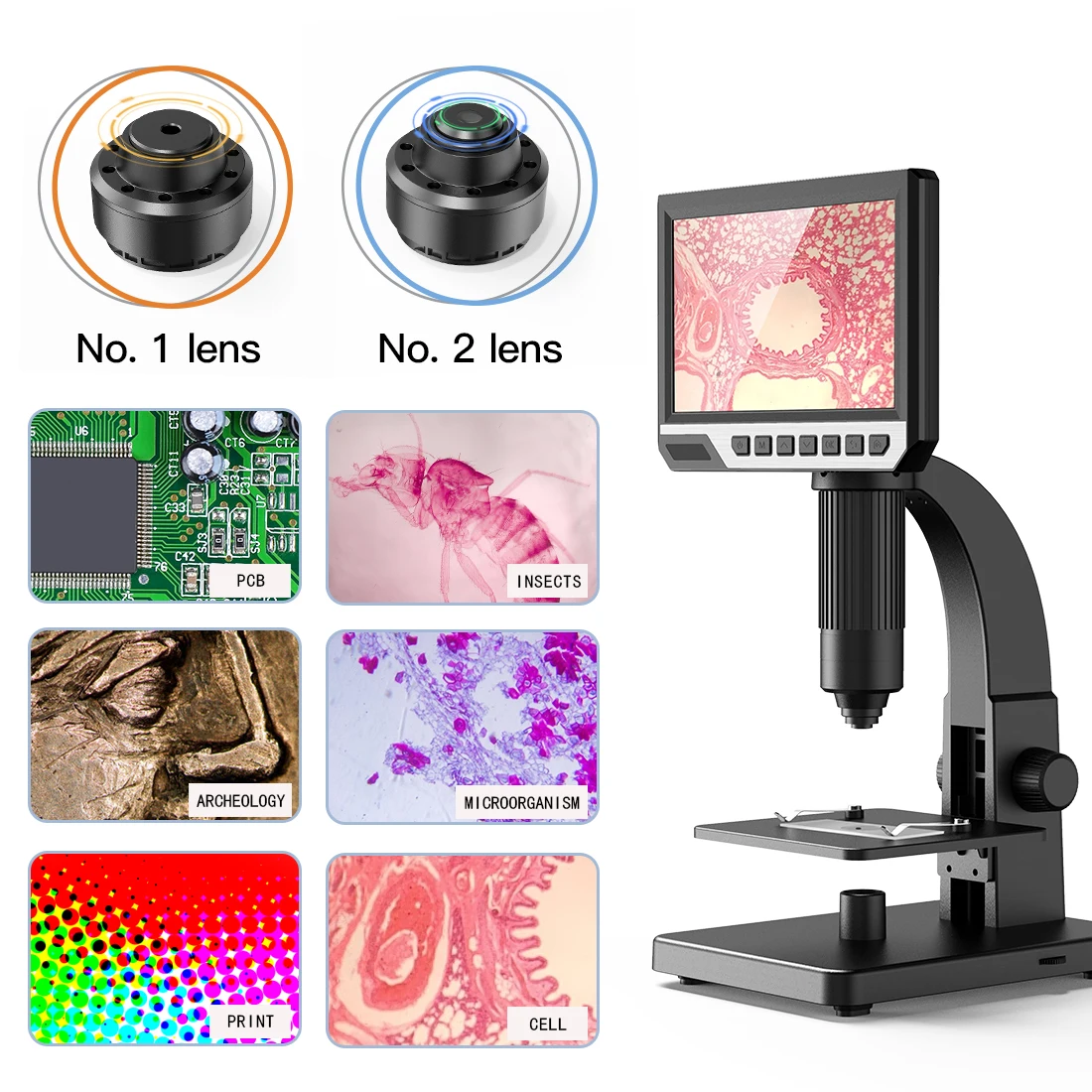 G2000 7 Inch IPS 1080P Digital Biological Microscope Magnifier 2000X 12MP Video Microscope Camera for Electronics Soldering