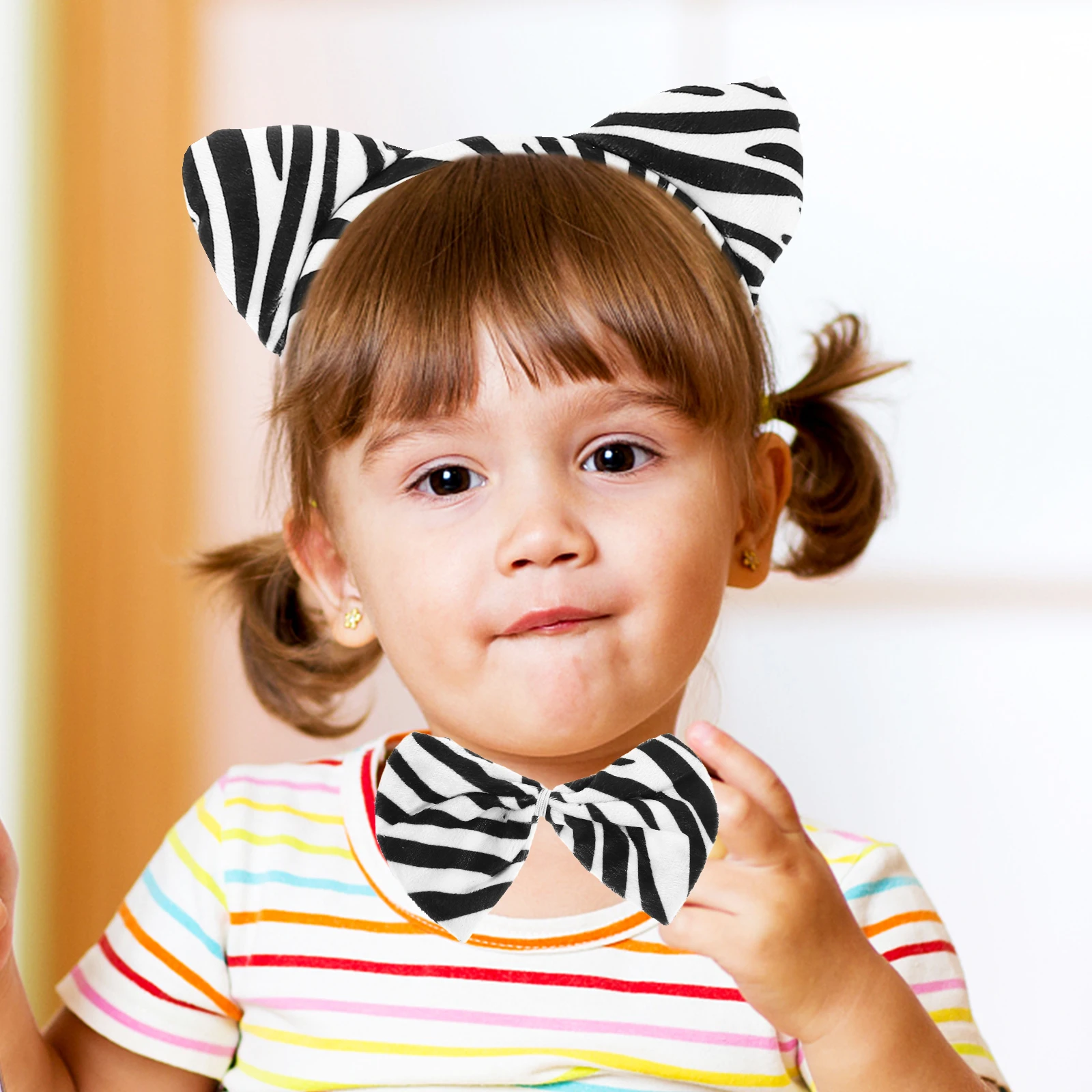 

2 set 2 Sets Zebra Headdress Ear Headband Grey Photo Props Cosplay Animal Hair Hoop Masquerade Party Costume Accessory Halloween