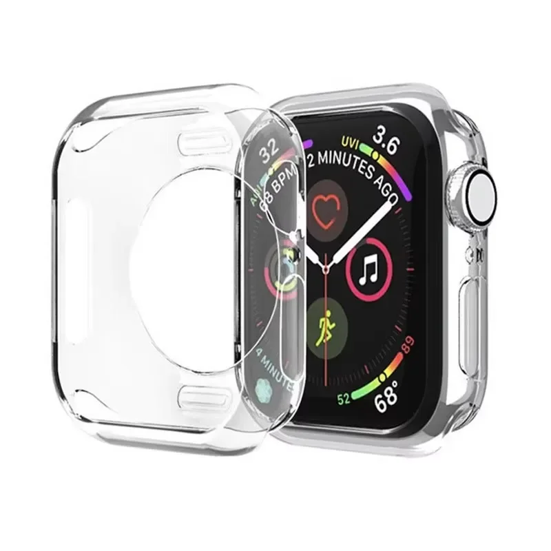 Klare Hülle für Apple Watch Series10 46 mm 42 mm 9 8 7 45 mm 41 mm, kein Displayschutz, vollständige TPU-Stoßstangenabdeckung, iWatch SE 6 5 4 44 40 mm