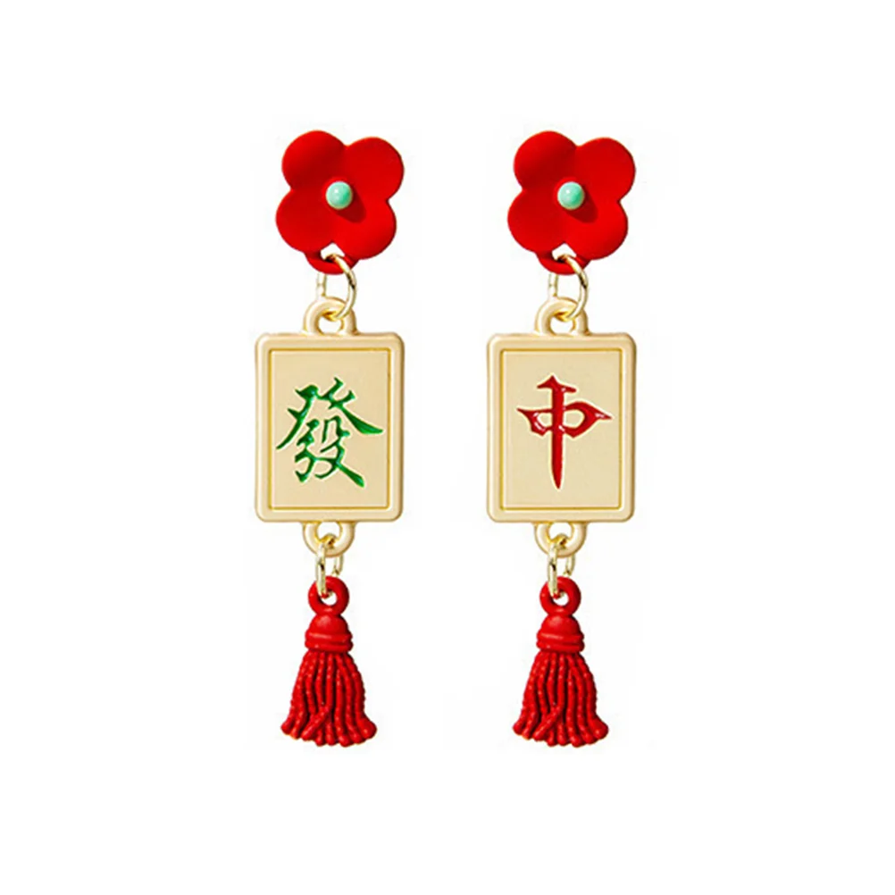 

The Ring Zhongfacai Earrings Girl Drop Decors Chinese Style Accessory Women Miss