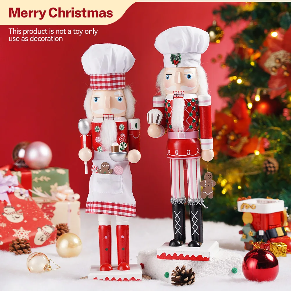 38CM Weihnachten Nussknacker Chef Konditorei Koch Puppe Handgefertigte Dekoration Weihnachten Neujahr Urlaub Party Dekoration Geschenk