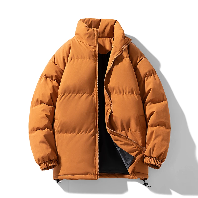 Parkas com capuz monocromático masculino, jaqueta puffer, casacos à prova de vento, outwear casual, moda, recém-chegados, inverno, 2022