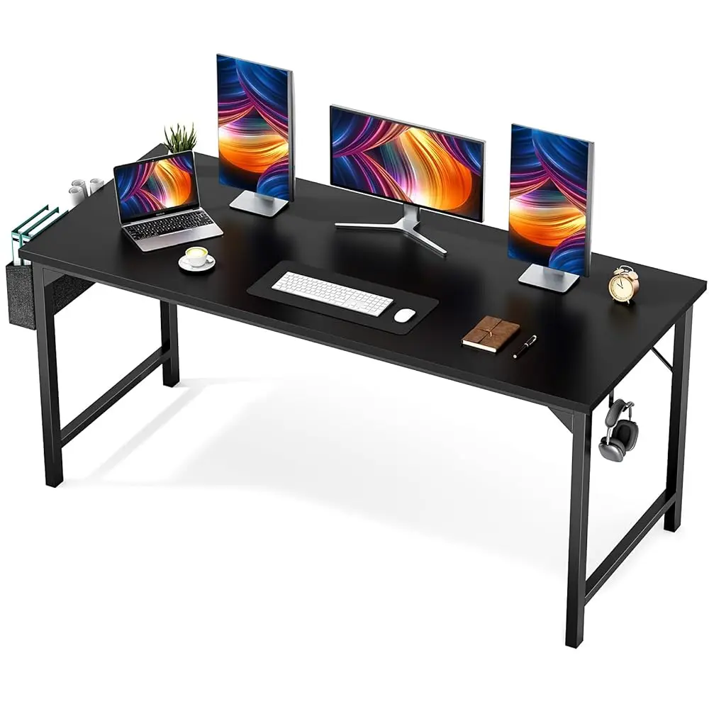 

Computer Office Desk 63 H Student Kids Study Writing Work With Headphone Hooks & Storage Bag Modern Simple Pc Home Bedroom