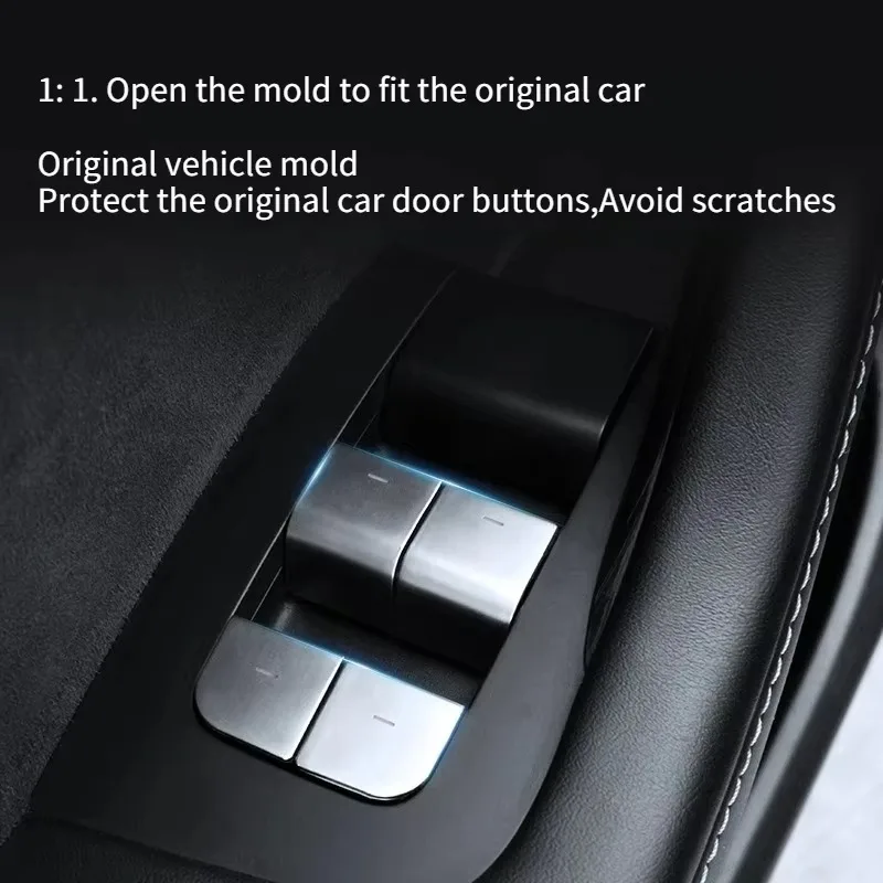 Window Lift Switch & Door Open Button Cover Trim ABS Stickers for Tesla Model 3 Highland / Model Y Juniper Car Accessories