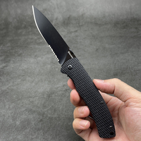 HARNDS Black Mamba CK6016 Folding Knife EDC Tools with 9Cr18MoV Steel Serration Pocket Knife G10 Handle with Pocketclip