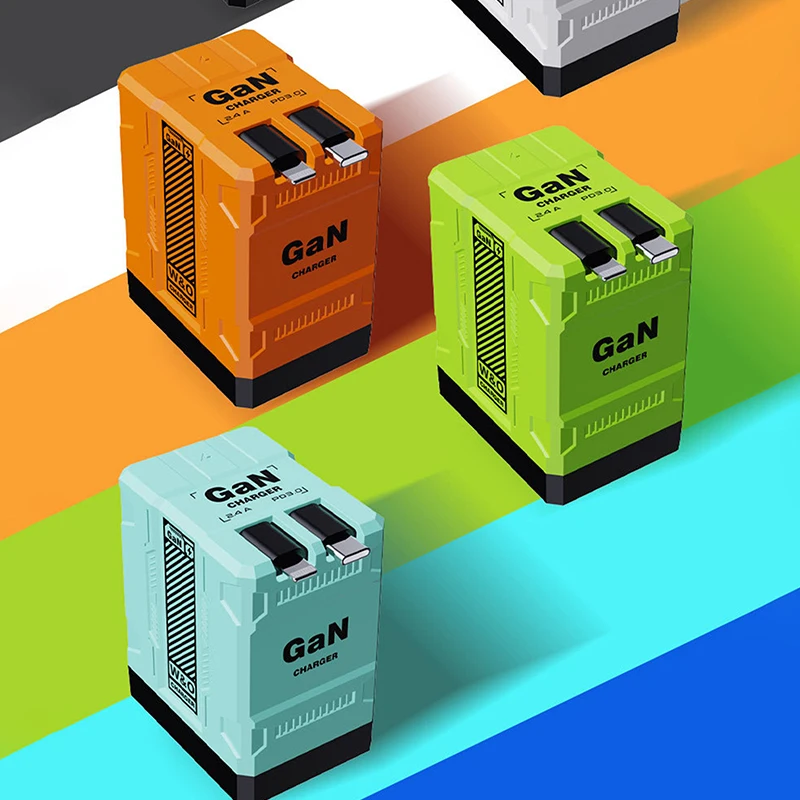{MX}  Dual PD+USB Retractable Smart Charger US/UK/EU Plug 2 In 1 Gan Charger 20W PD3.0 Fast Charging Charger