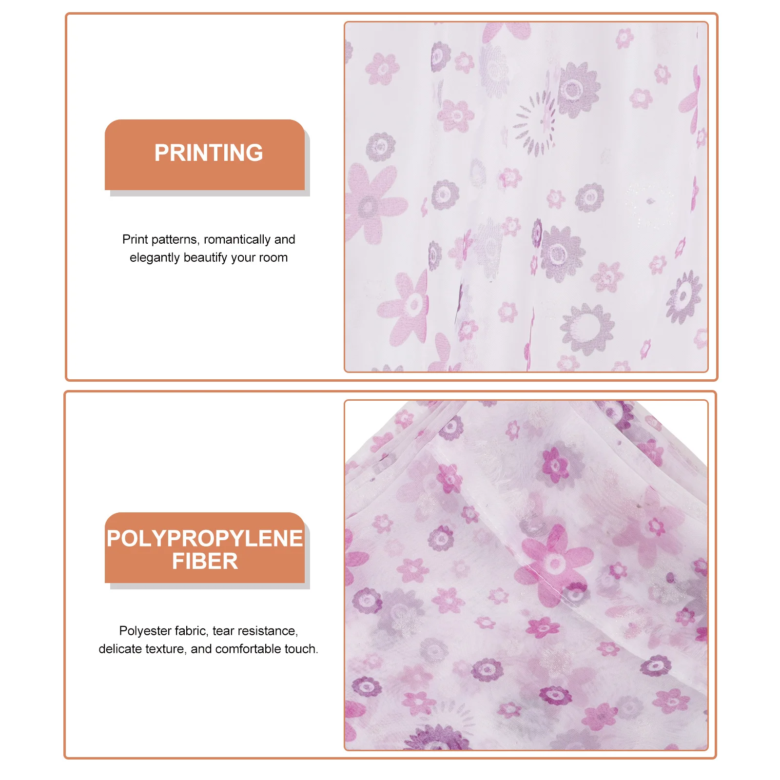 Zasłony przezroczyste 100x200 cm, fioletowy wzór kwiatowy, woal, tiul, do sypialni, łazienki, dekoracja okien i drzwi, panel zasłonowy.