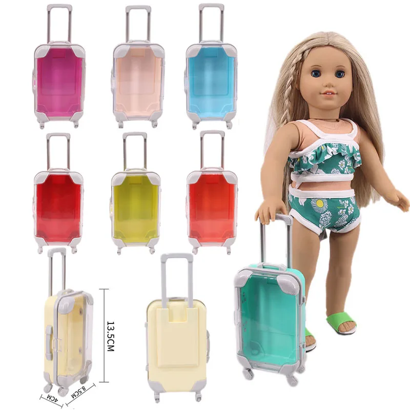 18inch Doll Mini Luggage Box Doll Accessories Suitcase Transparent Suitcase Lalafanfan For 18 inch Girl\'s/Paola Reina Dolls Toy