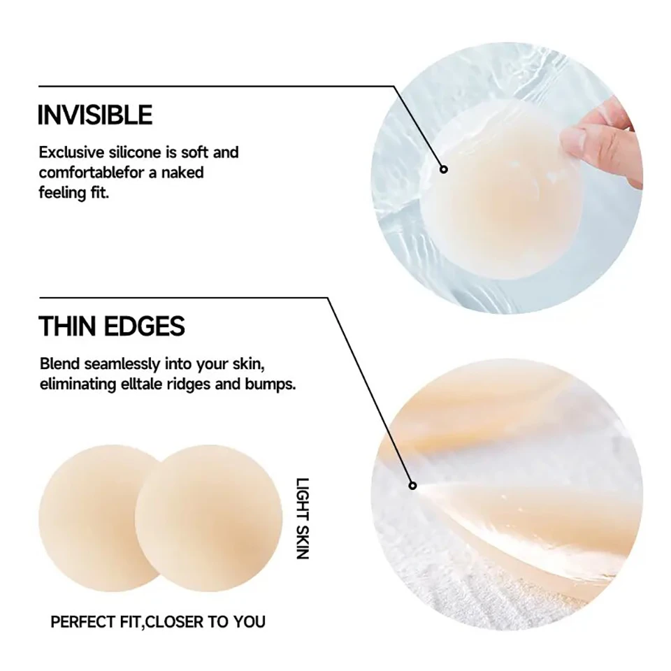 Invisible Nipple Cover Reusable Cover Ups Adhesive Silicone Nipple Pasties For Women Breast Petals Chest Stickers Sticky Bra Pad