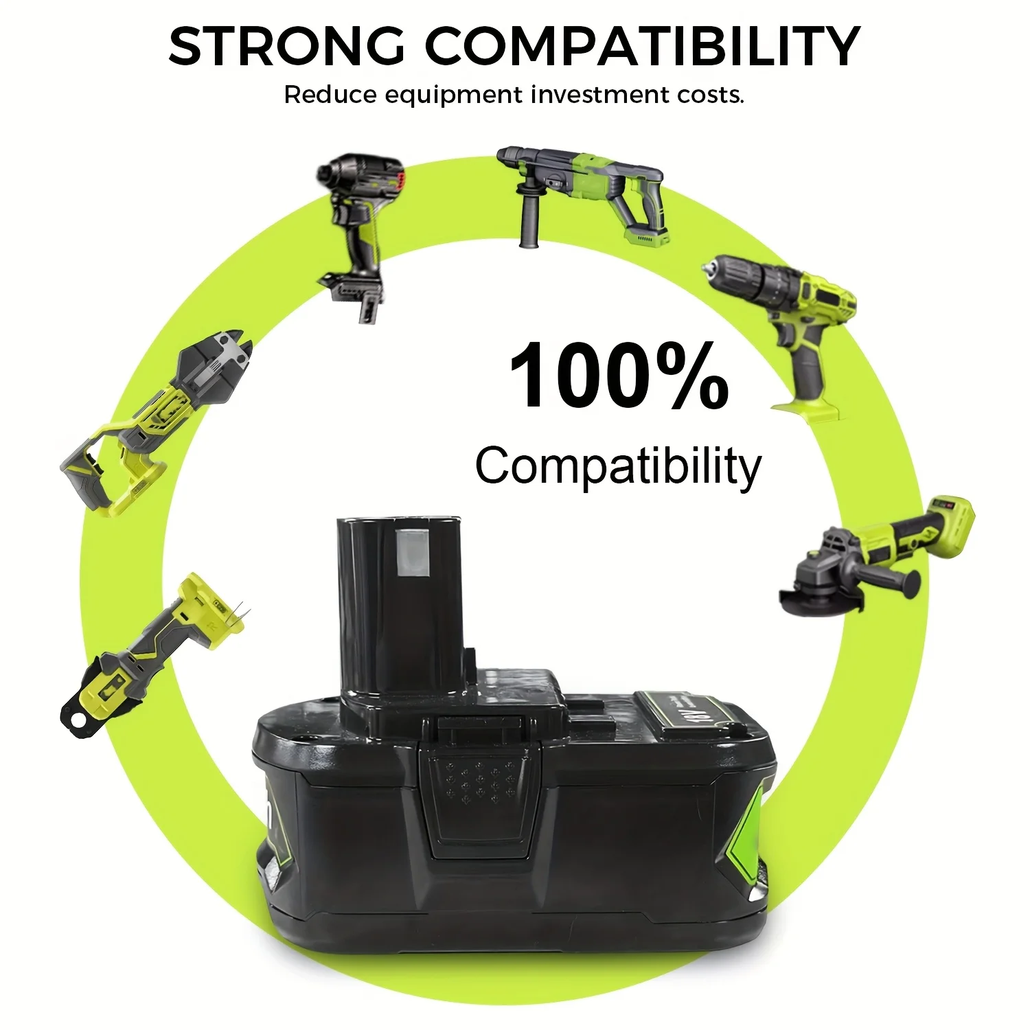 

2PA High-Quality Forroybi P108 8.0Ah/18V Cordless Electric Tool Lithium-ion Battery Pack, Highly Compatible with P109/P110 Tool