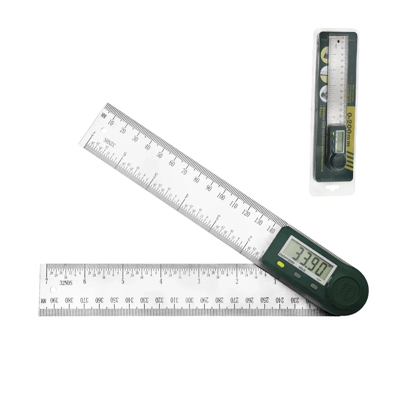 Digital Protractor 7inch/200mm Stainless Steel Angle Measuring Tool with LCD Display for Carpenter/Woodworking