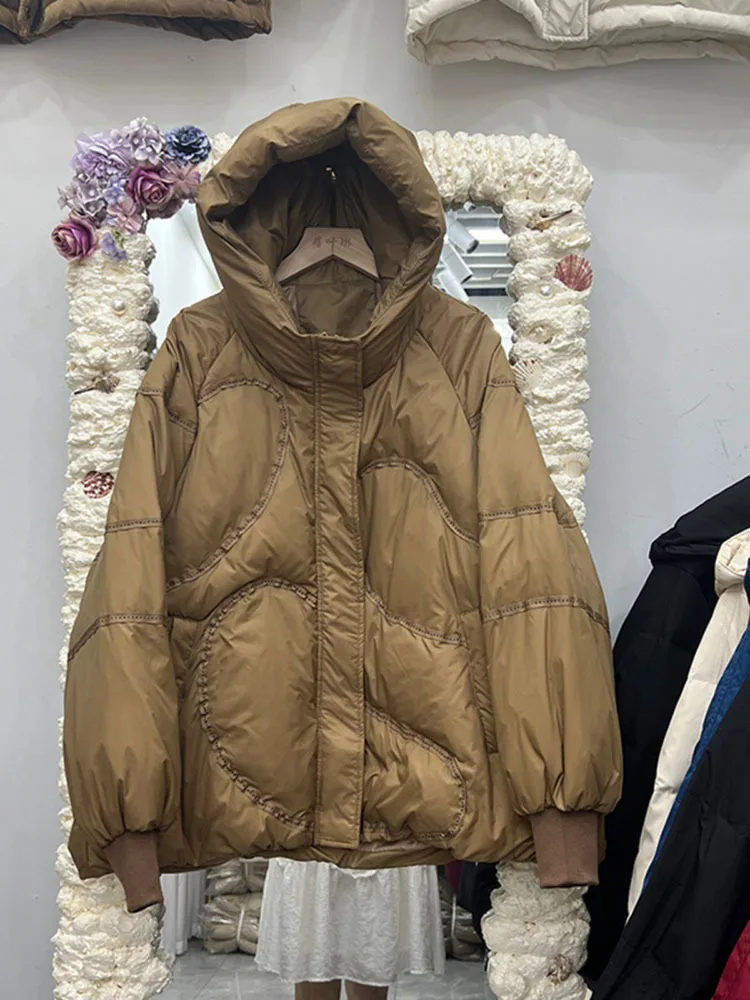 Down Jacket Women 2024 Women Winter Coat Female New Casual Fashion Loose Hooded Thickened White Duck Down Bread Jacket