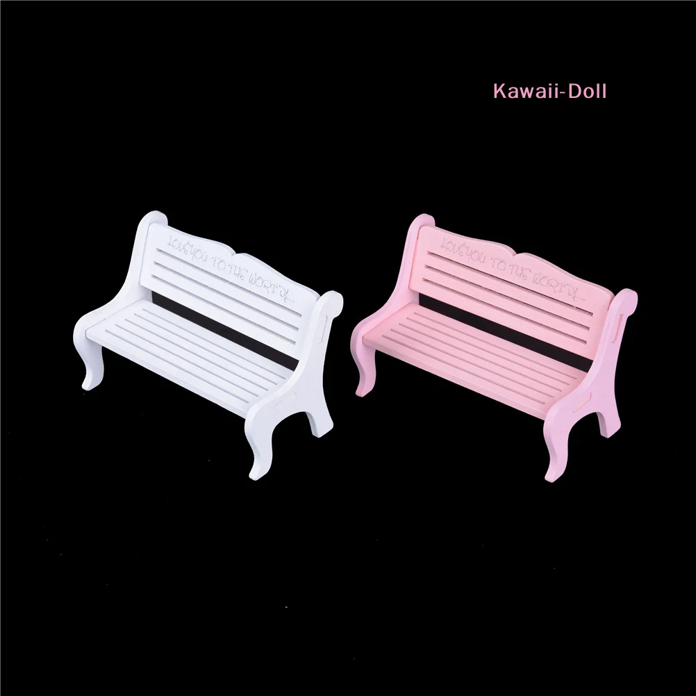 1Pcs 1:12 Dollhouse Wooden Chair Bench Miniature Furniture Garden Decor