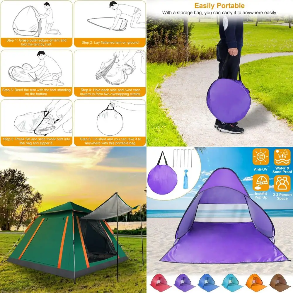 

Палатка для кемпинга на 4-5 человек, быстрая установка, семейного размера, с 2 москитными сетками, портативная для походов, пеших прогулок, активного отдыха, водонепроницаемая