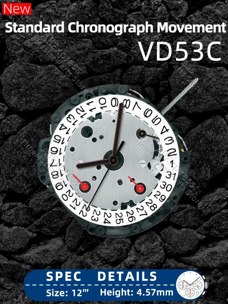 VD53C Hattori / SII VD Series Japanese MovementVD53B Japan 6 Hand Chrono Quartz Watch Movement VD53-3 Date At 3:00