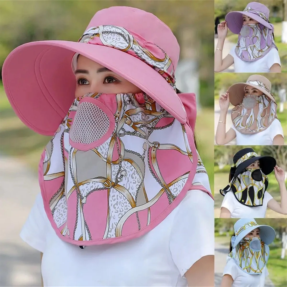 

Tea Picking Hat Dry Farm Work Sunscreen Hat Uv Foldable Face Cover Tea Picking Down To The Ground Large-brimmed Sun Hat