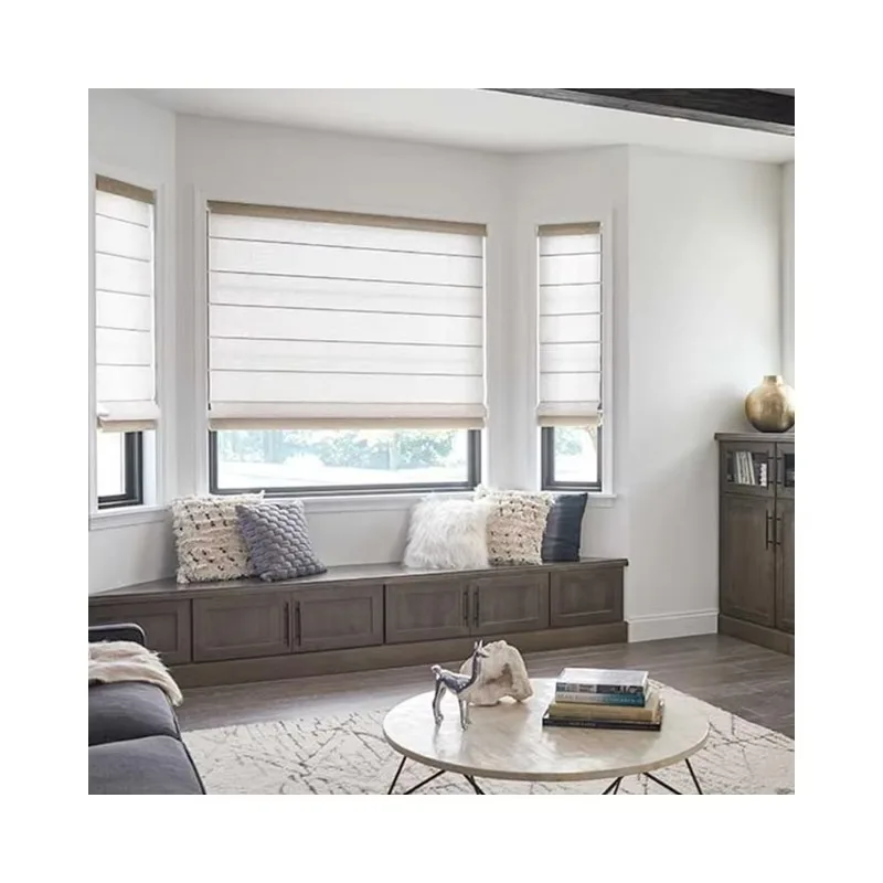 Easy to Install Light Filtering Cordless Roman Blinds Roman Roller Shades with High Quality
