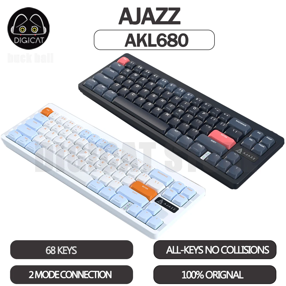 

Ajazz AKL680 Mechanical Keyboard Huannuo Dwarf Switch 68Keys 2Mode 2.4G/Bluetooth Wireless Office Keyboard For Win/Mac/iOS Gifts