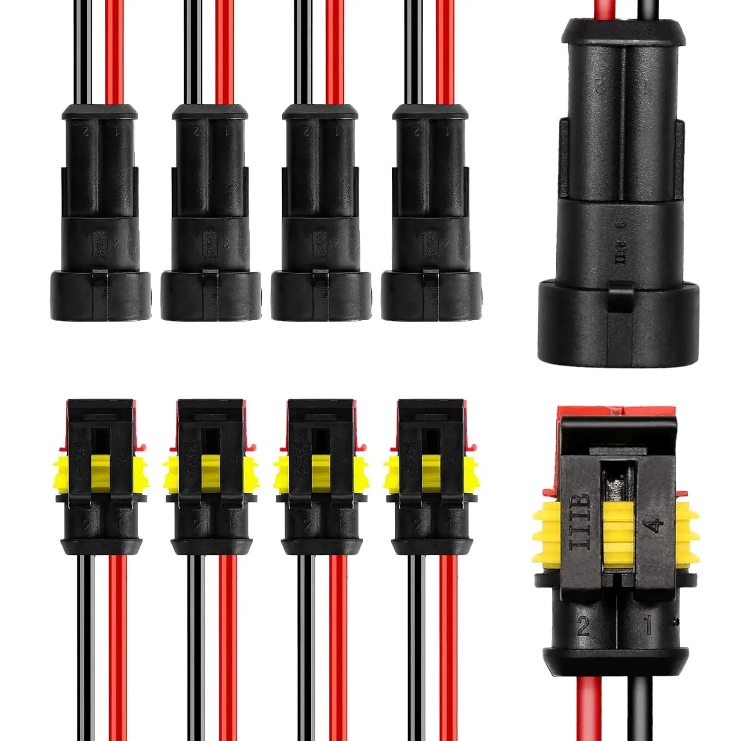 자동차 보트용 방수 전기 커넥터, 2 핀 웨이, 16 AWG, 암수 웨이, 16 AWG 와이어 하네스 플러그 소켓 키트, 5 세트 