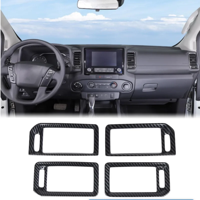 

For Nissan Frontier 2022-2024 2025 ABS Carbon Fiber Center Middle Air Condition Side AC Outlet Cover Decoration Sticker Frame