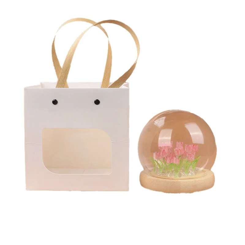 ABBN-Artificial Tulip Flower Night Light Ornaments Handmade DIY Bedside Lamp LED Night Lamp Bedroom Decor Table Lamp Durable ,Pi