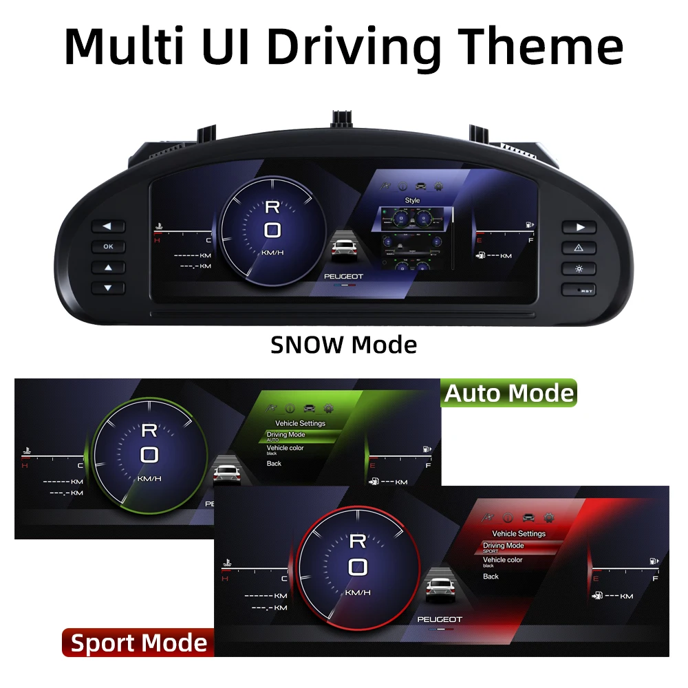 For Peugeot 407 407SW 2004-2010 Cluster  Display Dashboard Digital Instrument LCD 10.3 Inch Linux Carplay Speedometer Tachometer