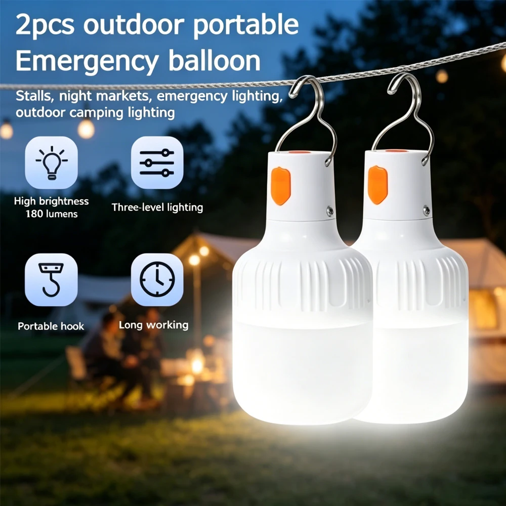 1-4 peças de Luzes LED Portáteis Recarregáveis para Uso Interno e Externo com Gancho de Emergência e Bateria, Luzes Piscantes para Churrasco, Barraca e Acampamento